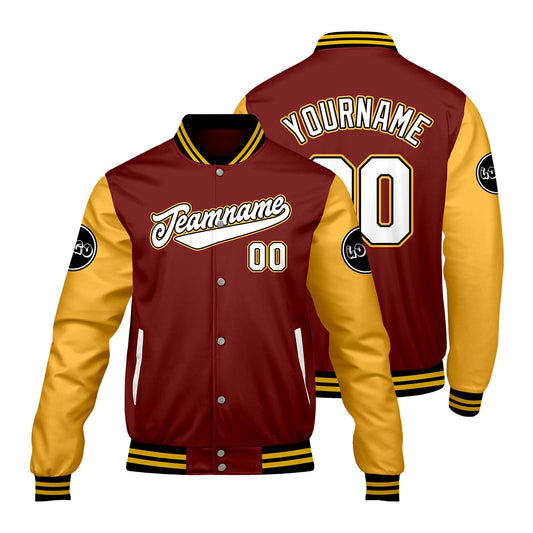 Custom Red Yellow Varsity Jackets for Men Women Youth Personalized Letterman Jackets
