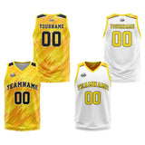 Custom Strip-Type Yellow Reversible Basketball Suit for Adults and Kids Personalized Jersey