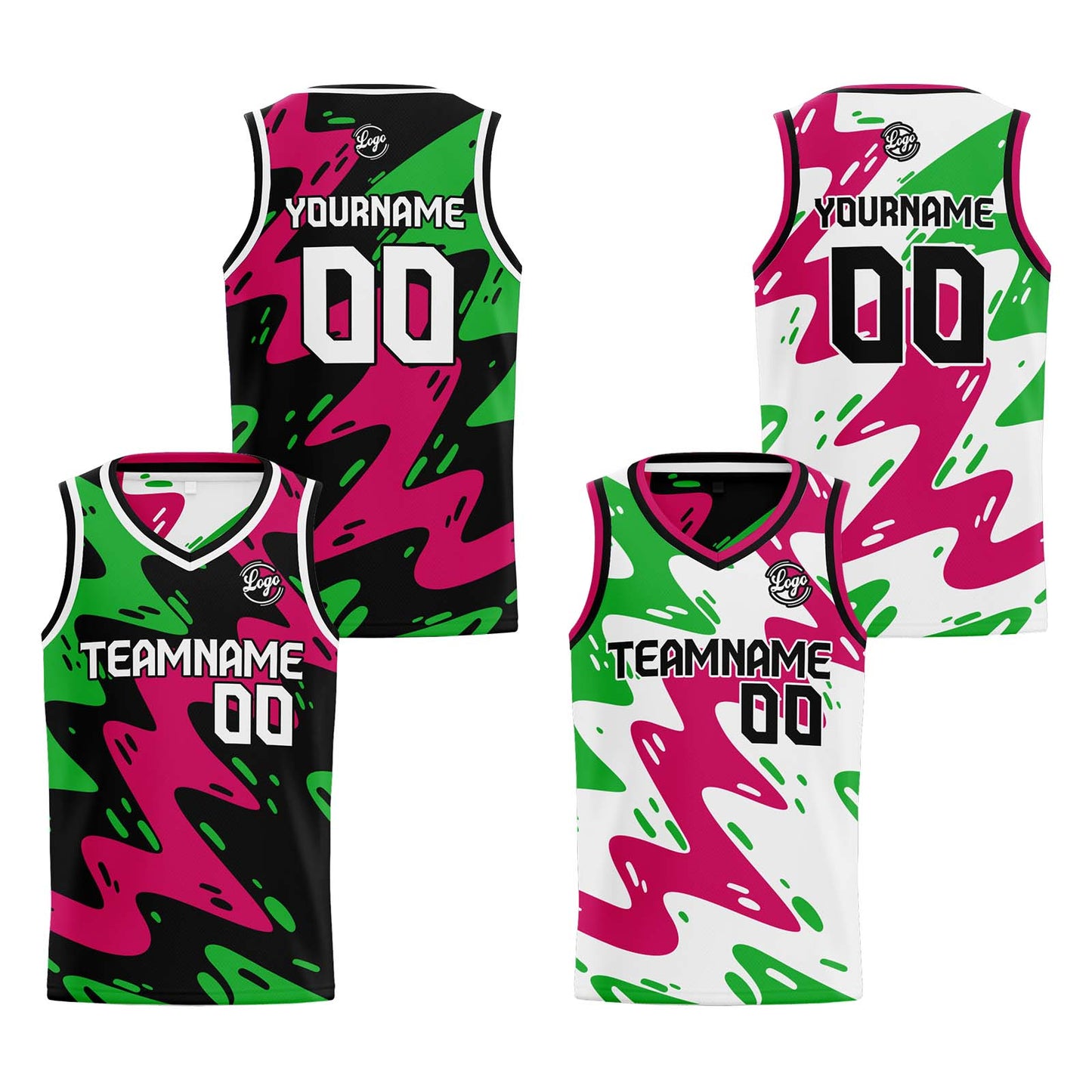Custom Black Rose Green Reversible Basketball Suit for Adults and Kids Personalized Jersey