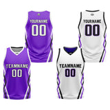 Custom Violet White Reversible Basketball Jersey Uniform Suit Printed Your Logo Name Number