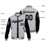 Custom Varsity Jacket Letterman jacket for Men, Women and Youth Grey Black Cream