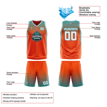 Custom Orange Cyan White Reversible Basketball Suit for Adults and Kids Personalized Jersey