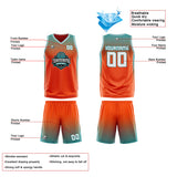 Custom Orange Cyan White Reversible Basketball Suit for Adults and Kids Personalized Jersey