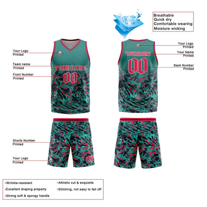 Custom Green Red Reversible Basketball Suit for Adults and Kids Personalized Jersey