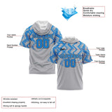 Custom Blue Grey Short Sleeve Hoodies for Men Women Shirts with Hoods Printed Name Logo