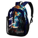 Customize Blue Orange White Sports Backpacks Featuring Personalized Names, Numbers and Logos