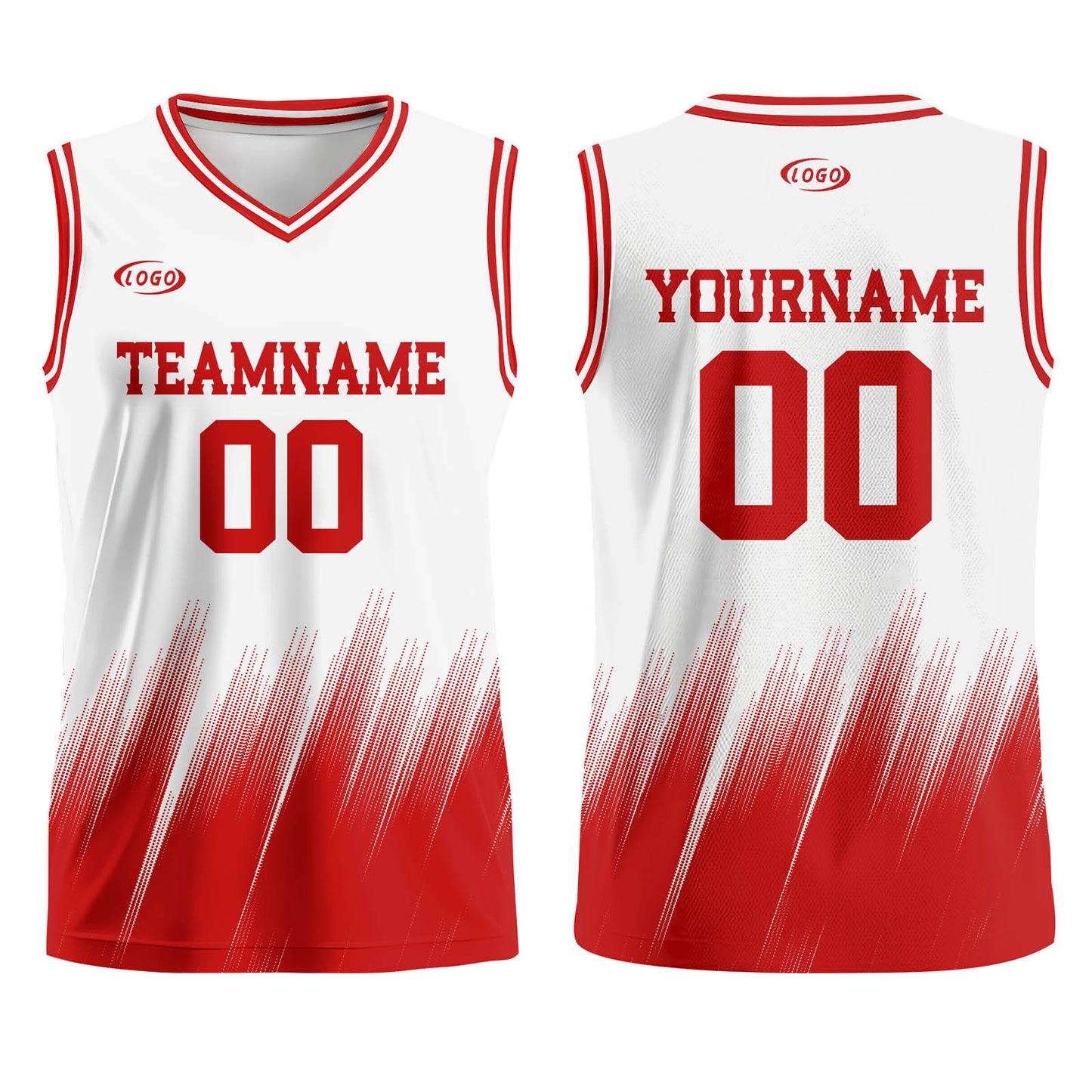 Custom White Red Basketball Jersey Uniform Suit Printed Your Logo Name Number