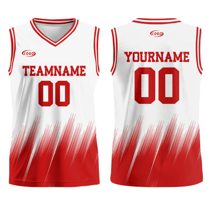 Custom White Red Basketball Jersey Uniform Suit Printed Your Logo Name Number