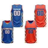 Custom Royal Orange Reversible Basketball Jersey Uniform Suit Printed Your Logo Name Number