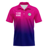 Custom Fuchsia Navy Football Gradient Polo Shirts  Add Your Unique Logo/Name/Number