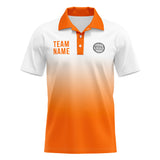 Custom White Orange Football Polo Shirts  Add Your Unique Logo/Name/Number