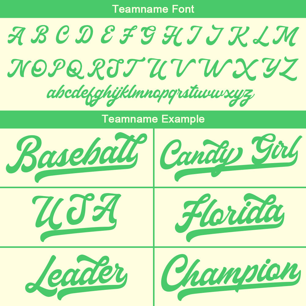 Custom Baseball Jersey Stitched Design Personalized Hip Hop Baseball Shirts Cream-Green