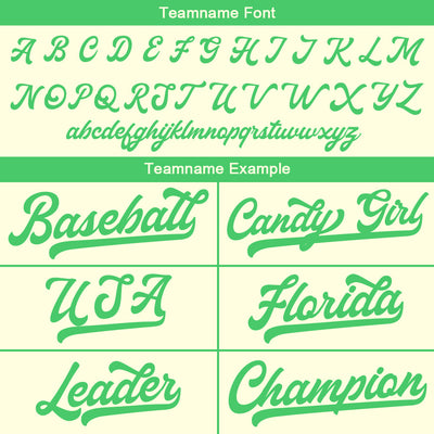 Custom Baseball Jersey Stitched Design Personalized Hip Hop Baseball Shirts Cream-Green