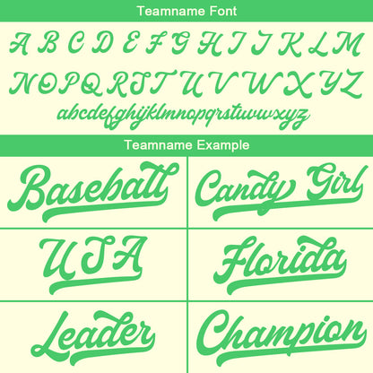 Custom Baseball Jersey Stitched Design Personalized Hip Hop Baseball Shirts Cream-Green