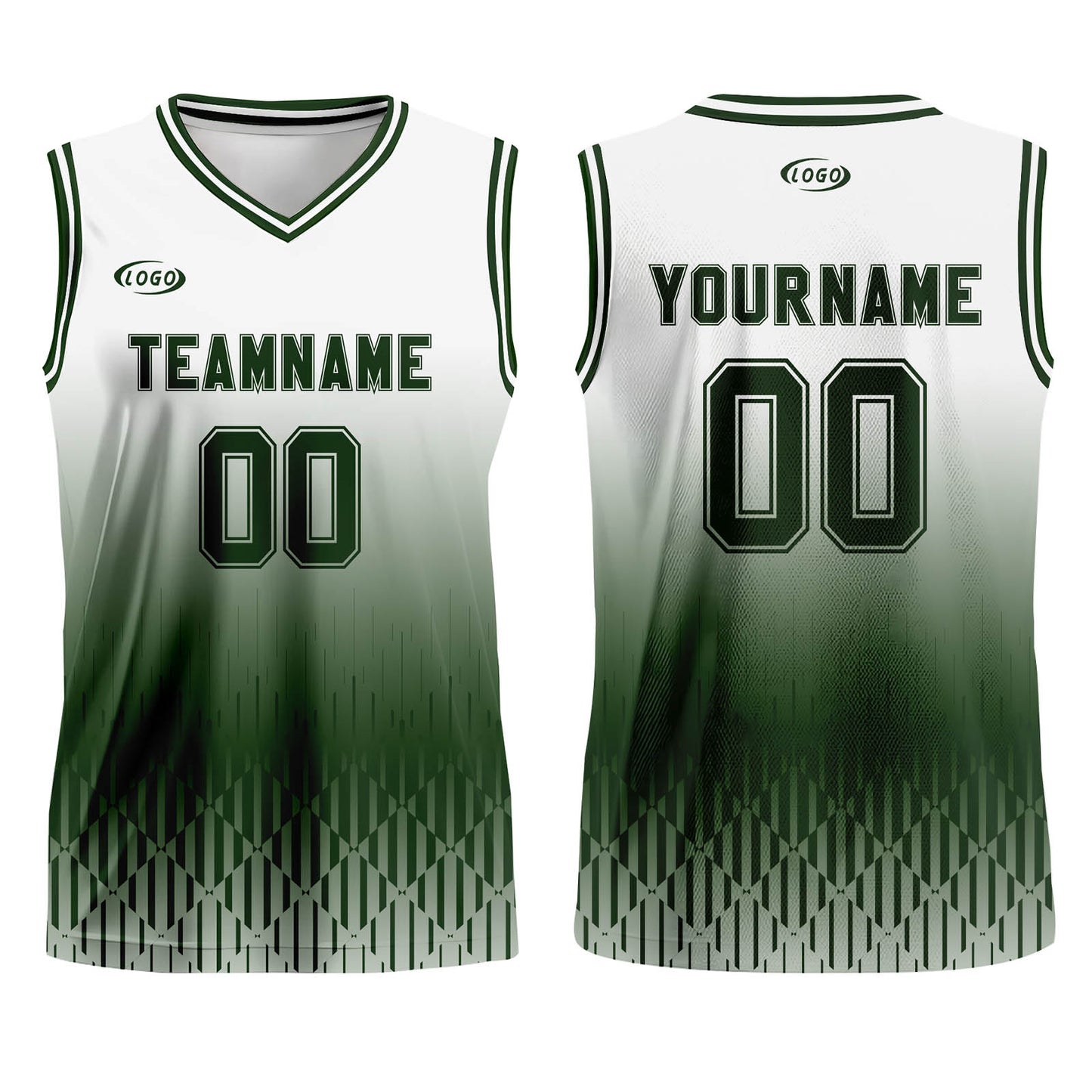 Custom White Green Gradient Basketball Jersey Uniform Suit Printed Your Logo Name Number