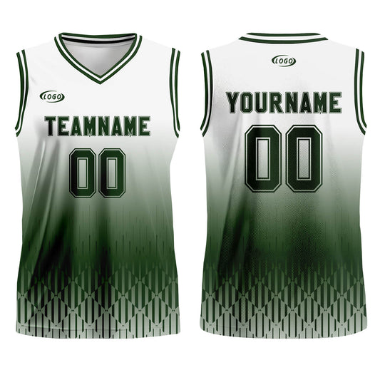 Custom White Green Gradient Basketball Jersey Uniform Suit Printed Your Logo Name Number
