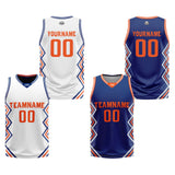 Custom White Navy Blue Reversible Basketball Jersey Uniform Suit Printed Your Logo Name Number