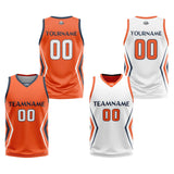 Custom Orange White Reversible Basketball Jersey Uniform Suit Printed Your Logo Name Number