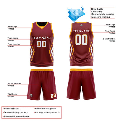 Custom Burgundy Black Reversible Basketball Jersey Uniform Suit Printed Your Logo Name Number