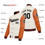 Custom Cream White Orange Varsity Jackets for Men Women Youth Personalized Letterman Jackets