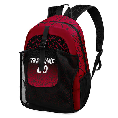 Customize Red Black Sports Backpacks Featuring Personalized Names, Numbers and Logos
