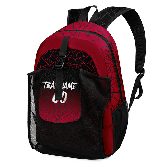 Customize Red Black Sports Backpacks Featuring Personalized Names, Numbers and Logos