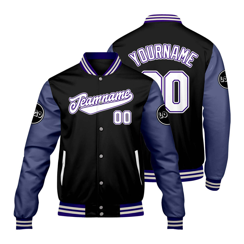 Custom Black Purple Varsity Jackets for Men Women Youth Personalized Letterman Jackets