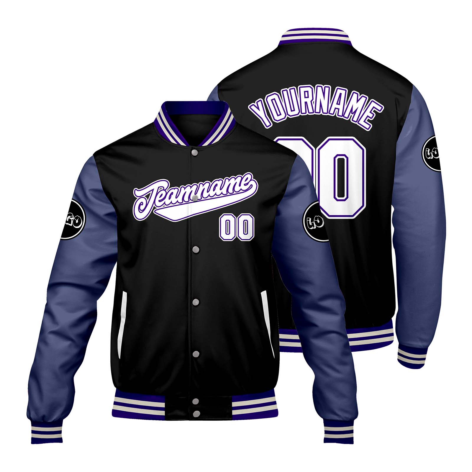 Custom Black Purple Varsity Jackets for Men Women Youth Personalized Letterman Jackets