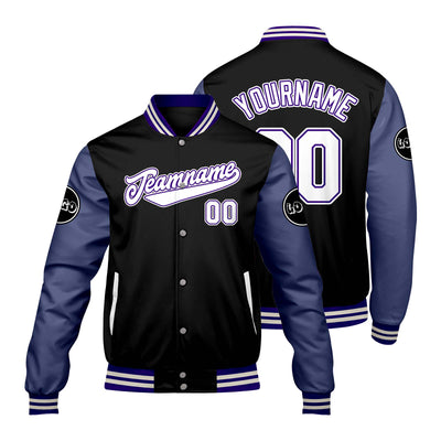 Custom Black Purple Varsity Jackets for Men Women Youth Personalized Letterman Jackets