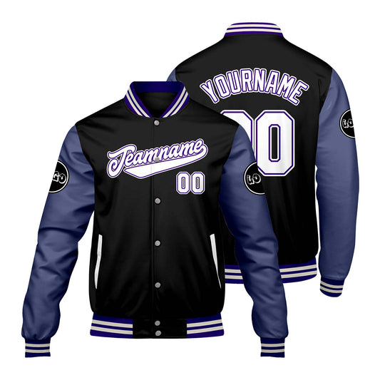Custom Black Purple Varsity Jackets for Men Women Youth Personalized Letterman Jackets