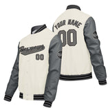 Custom Light Gray Cream White Varsity Jackets for Men Women Youth Personalized Letterman Jackets