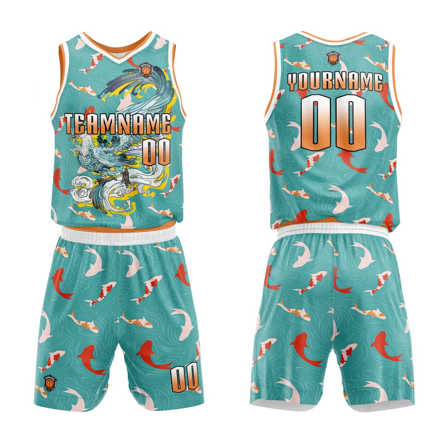 Custom Teal Orange Basketball Jersey Uniform Suit Printed Your Logo Name Number