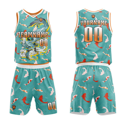 Custom Teal Orange Basketball Jersey Uniform Suit Printed Your Logo Name Number