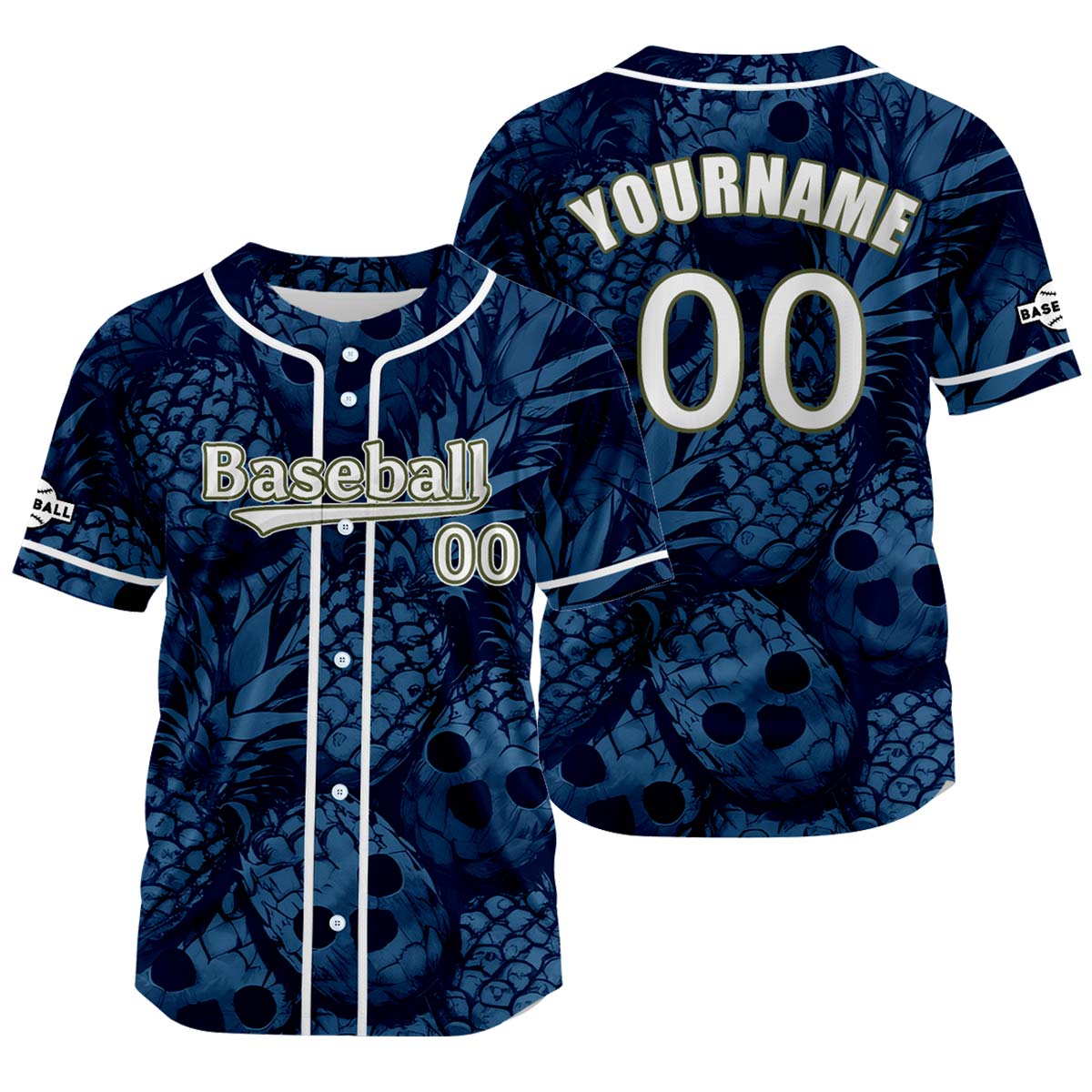 Custom Navy Blue Baseball Jersey Print Personalized Name, Number and Logo