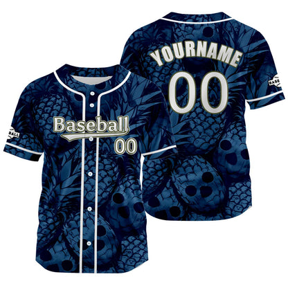 Custom Navy Blue Baseball Jersey Print Personalized Name, Number and Logo