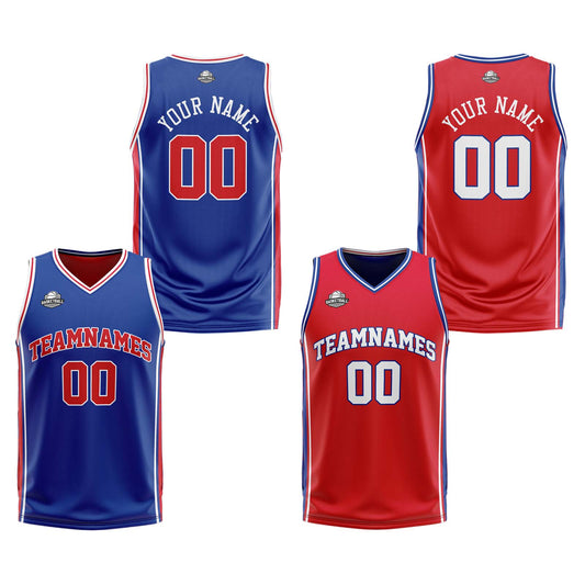 Custom Royal Red White Reversible Basketball Suit for Adults and Kids Personalized Jersey