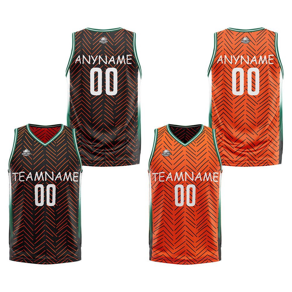 Custom Reversible Basketball Suit for Adults and Kids Personalized Jersey Black&Orange