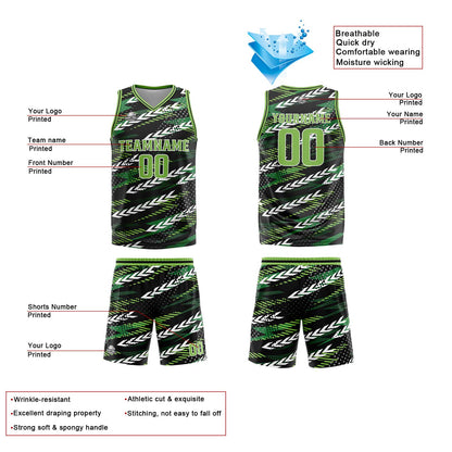 Custom Black Dark Green Reversible Basketball Suit for Adults and Kids Personalized Jersey