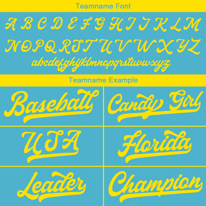 Custom Baseball Jersey Stitched Design Personalized Hip Hop Baseball Shirts Light Blue-Yellow