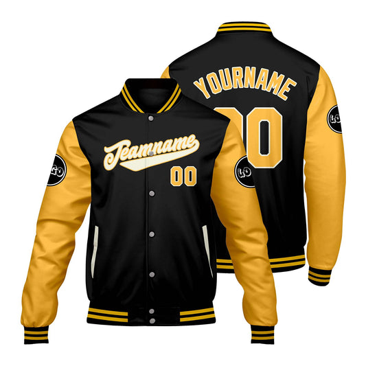 Custom Black Yellow Varsity Jackets for Men Women Youth Personalized Letterman Jackets