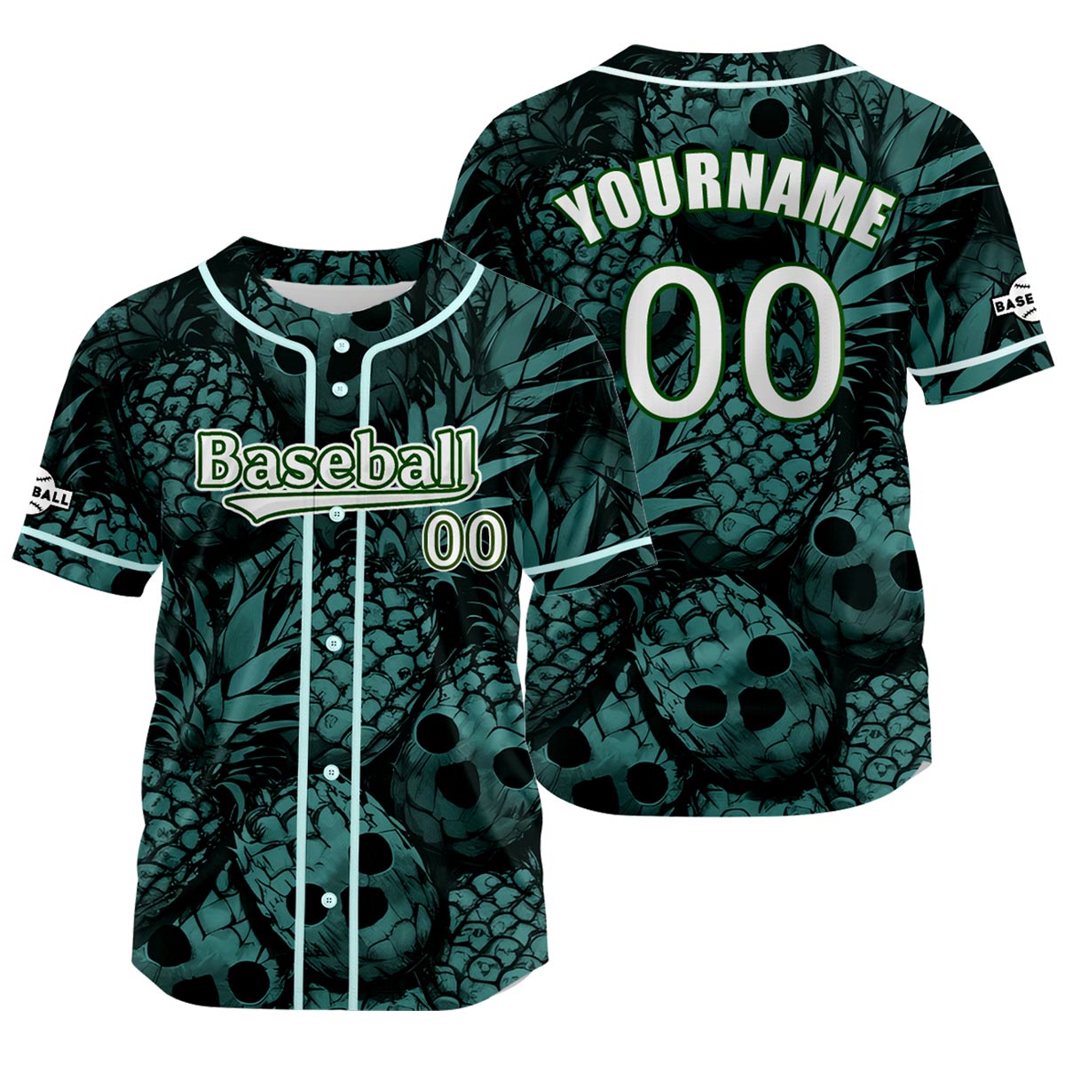 Custom Green Baseball Jersey Print Personalized Name, Number and Logo