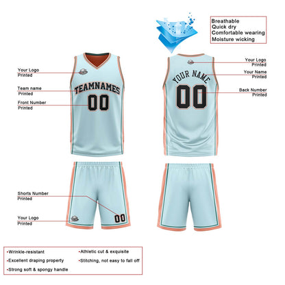 Custom Light Green Light Orange Reversible Basketball Suit for Adults and Kids Personalized Jersey