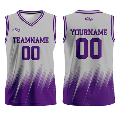 Custom Grey Purple Basketball Jersey Uniform Suit Printed Your Logo Name Number