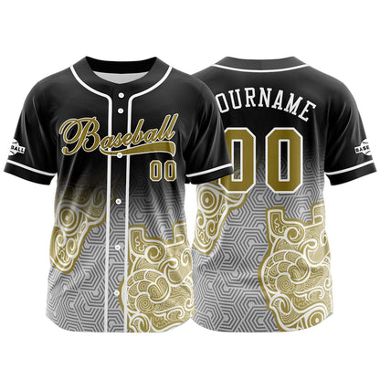 Custom Black Yellow Button Down Baseball Jersey for Men Women Adult Youth Print Name Number Logo