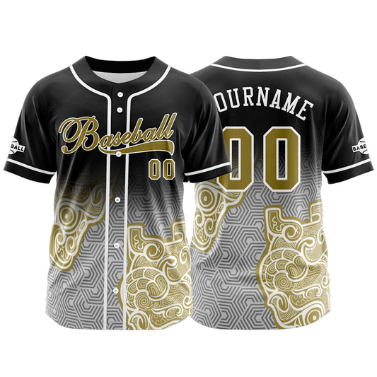 Custom Black Yellow Button Down Baseball Jersey for Men Women Adult Youth Print Name Number Logo