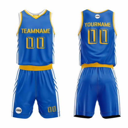 Custom Blue Yellow Basketball Jersey Uniform Suit Printed Your Logo Name Number