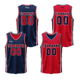 Custom Navy Red Reversible Basketball Suit for Adults and Kids Personalized Jersey