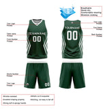 Custom Green White Reversible Basketball Jersey Uniform Suit Printed Your Logo Name Number