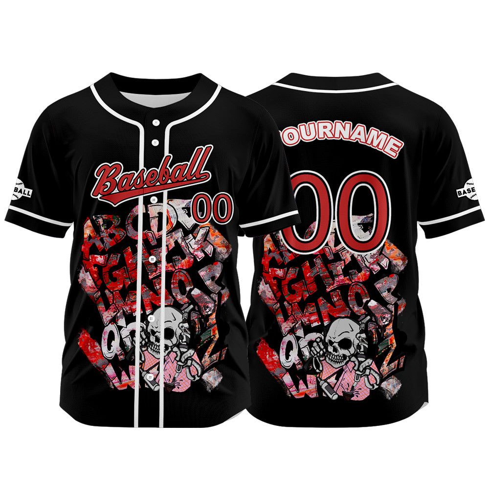 Custom Black Button Down Baseball Jersey for Men Women Adult Youth Print Name Number Logo