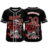 Custom Black Button Down Baseball Jersey for Men Women Adult Youth Print Name Number Logo